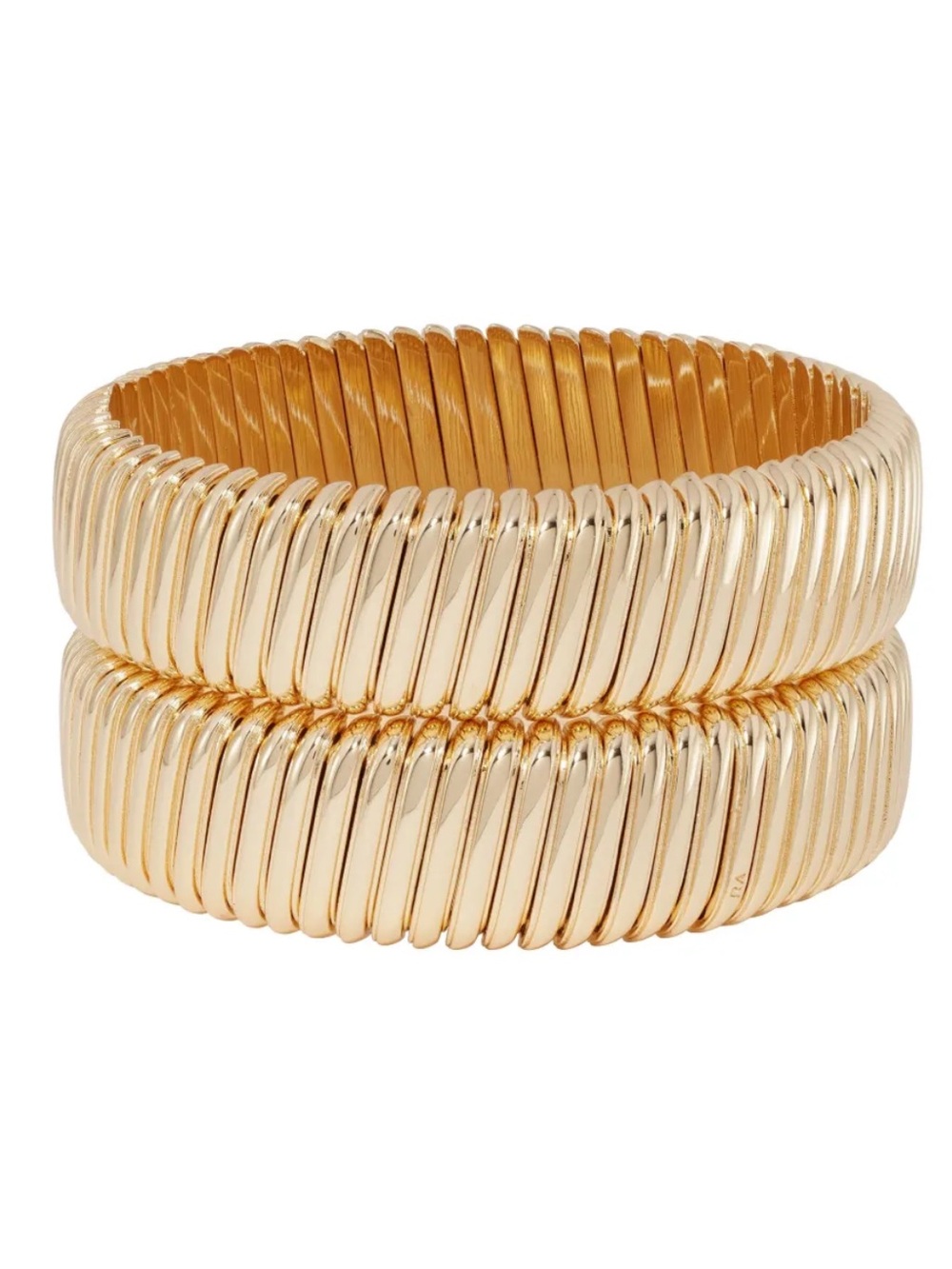 New Roxanne Assoulin  set of two Gold Ribbed Double-Band Bracelets